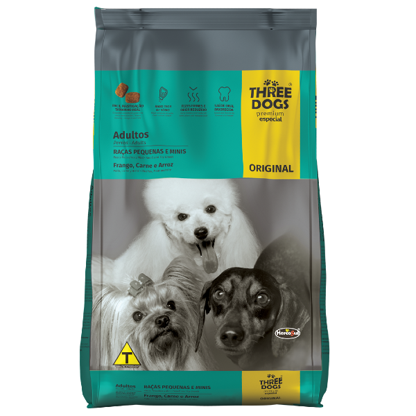 Three Dogs Original Adultos Razas Pequeñas Sabor Pollo, Carne Y Arroz 15 kg