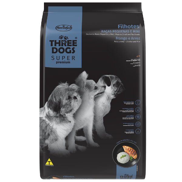 Three Dogs Super Premium Cachorros Razas Pequeñas Y Mini Sabor Pollo Y Arroz 1 kg